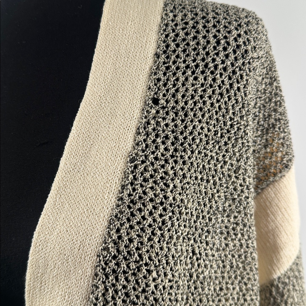 Holt Renfrew cardigan open knit neutral sweater luxury wool rayon vintage sz 3X - Picture 8 of 8